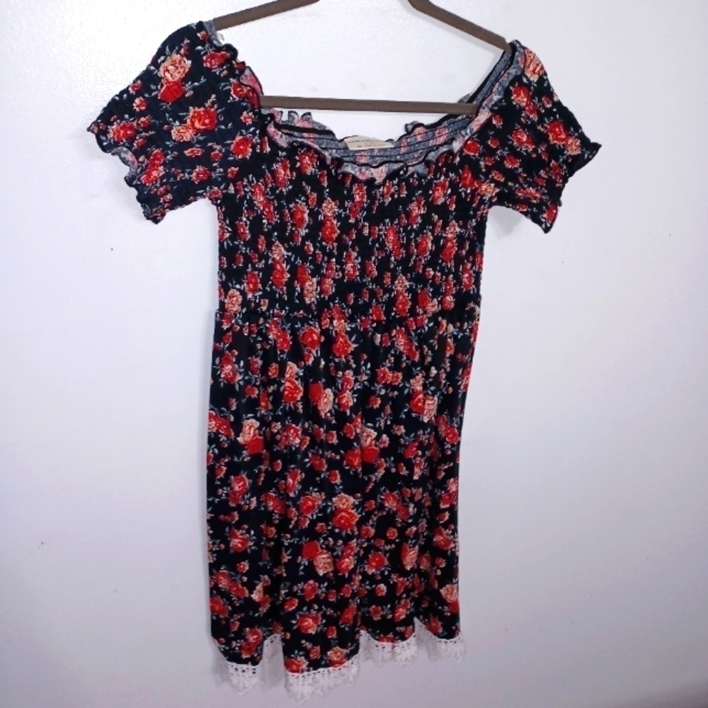 Black and Red Floral Dress W Sz XL
